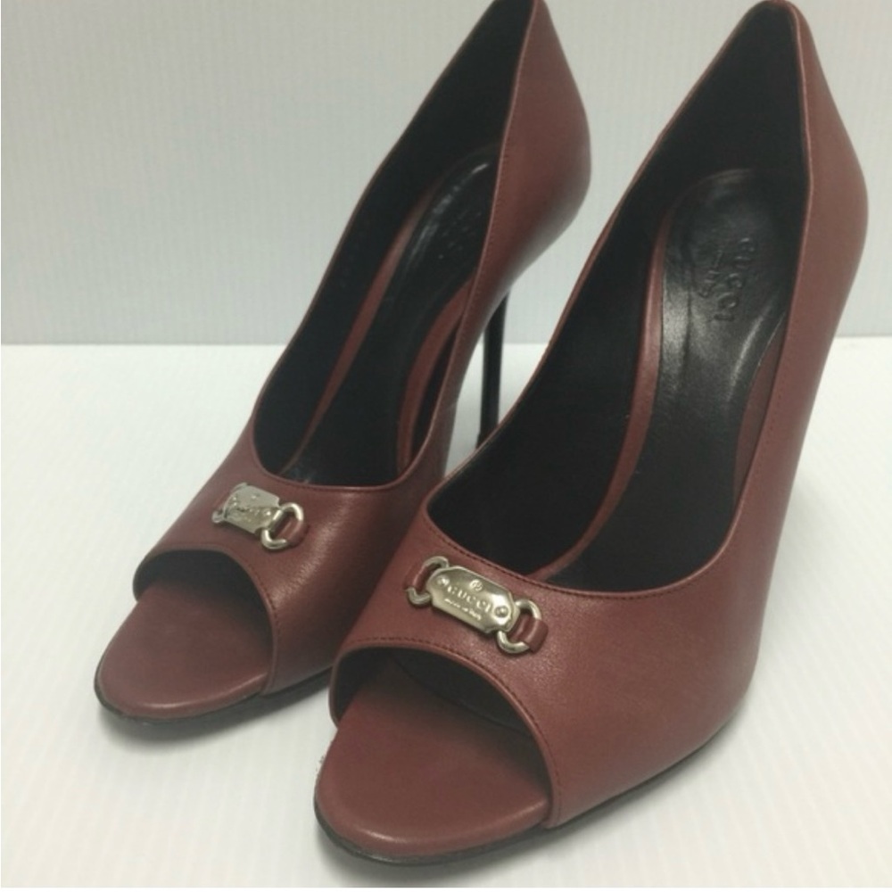 Gucci Women's Brown Peep Toe Heels